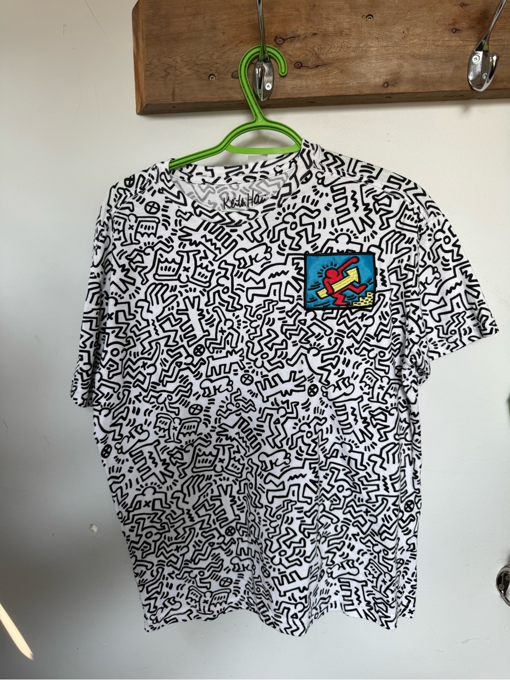 Keith Haring All-Over Print Graphic Tee with Color Patch